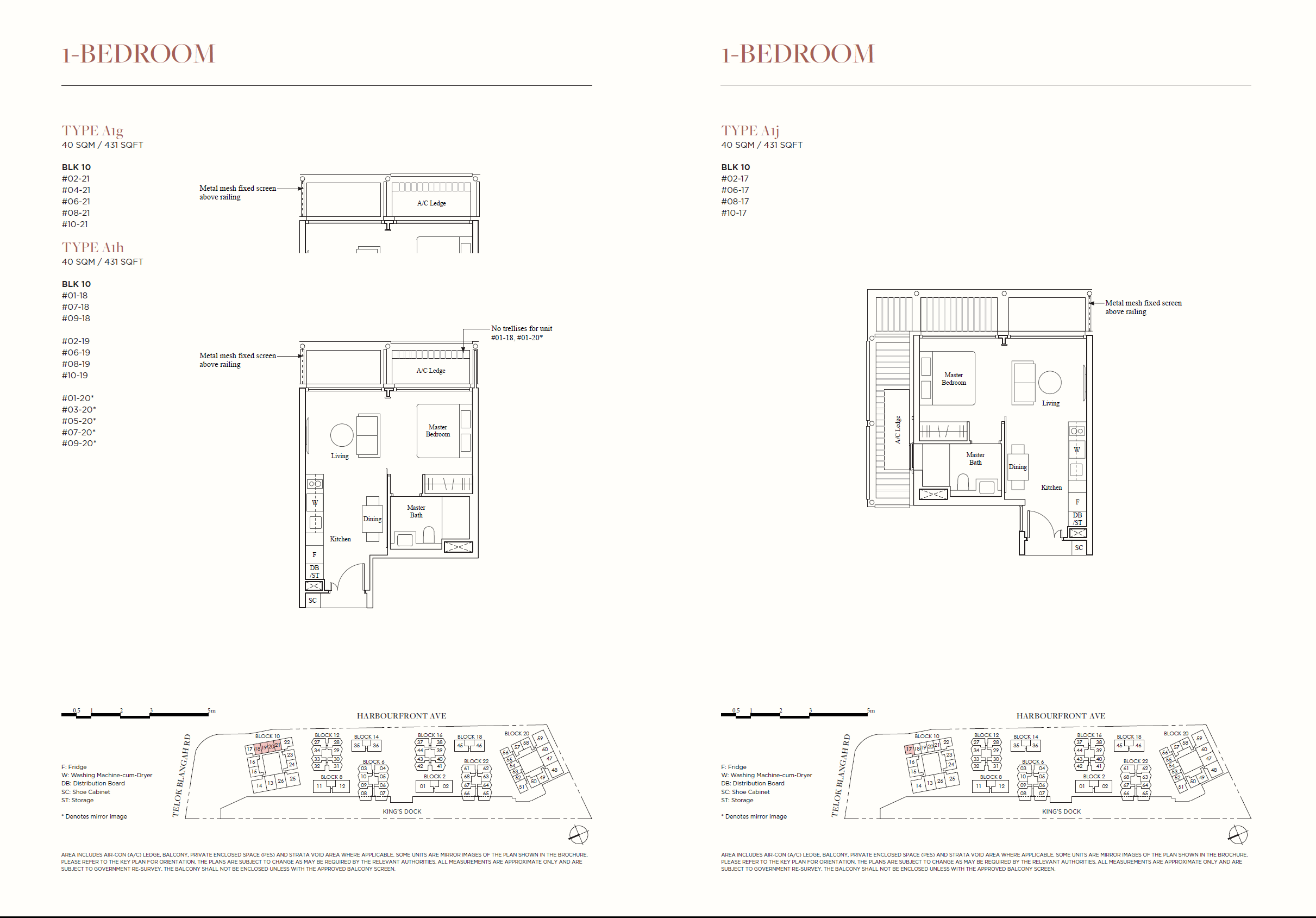 The Reef At King's Dock floor plan 1-bedroom A1g A1j