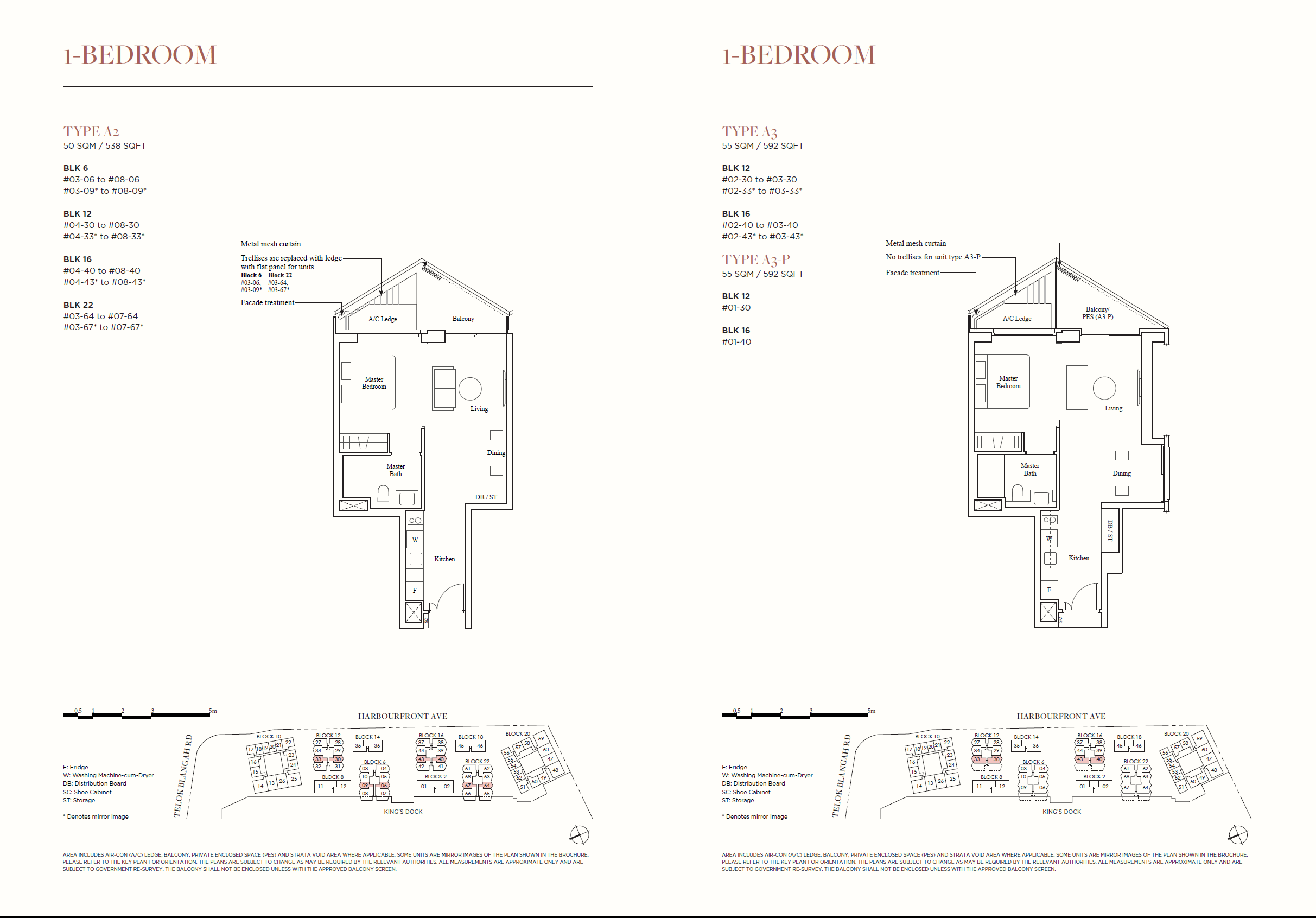 The Reef At King's Dock floor plan 1-bedroom A2 A3