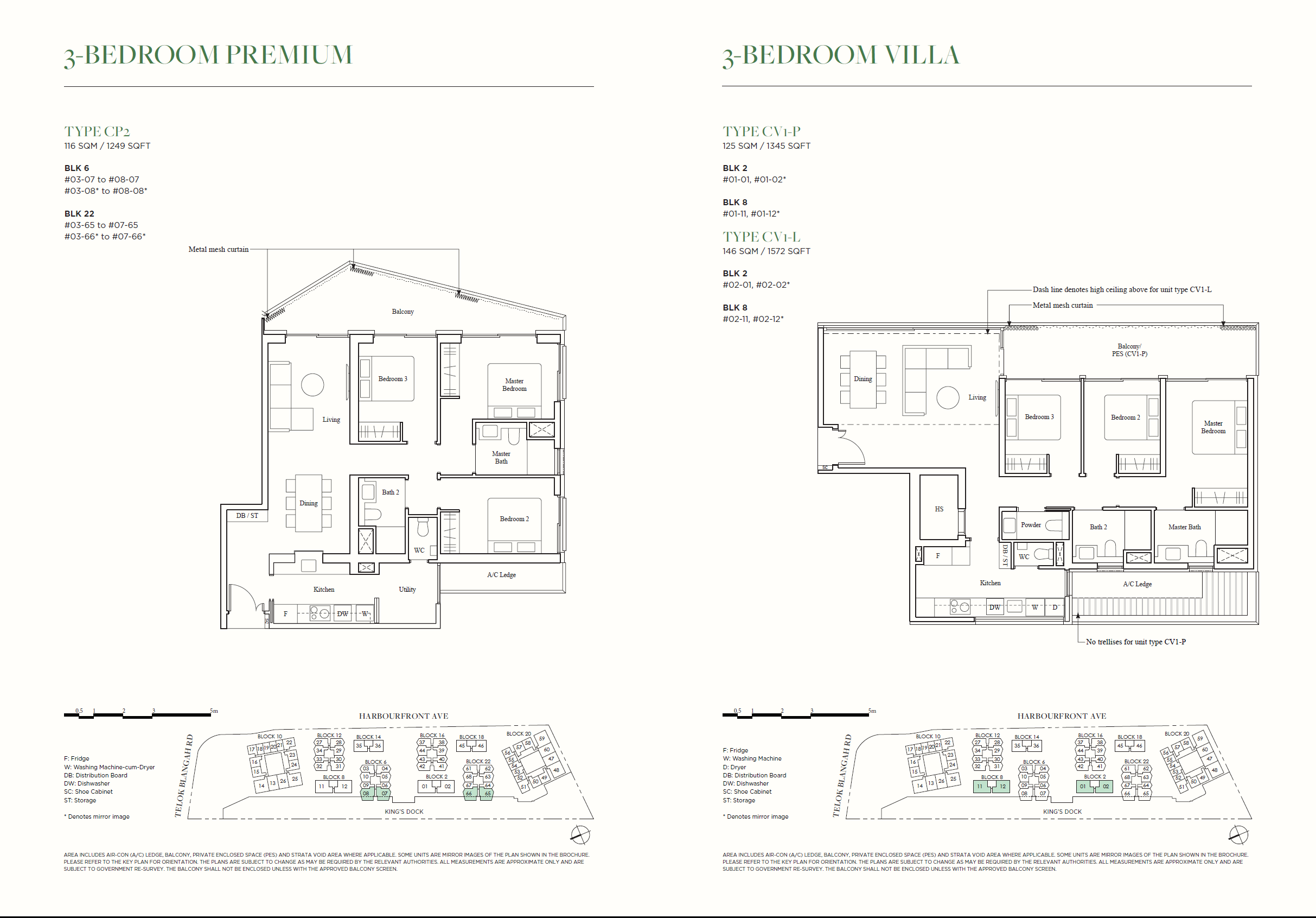 The Reef At King's Dock floor plan 3-bedroom premium villa CP2 CV1