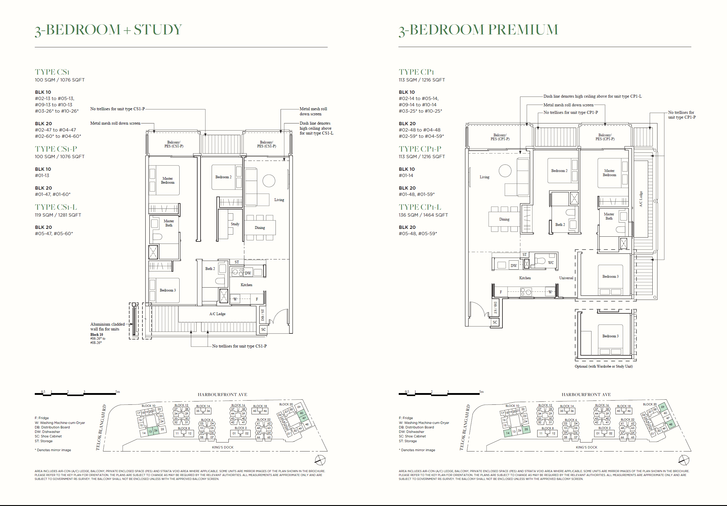 The Reef At King's Dock floor plan 3-bedroom study premium CS1 CP1